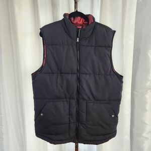 The Foundry Mens LT Puffer Vest Black Buffalo Plaid Lining Big And Tall